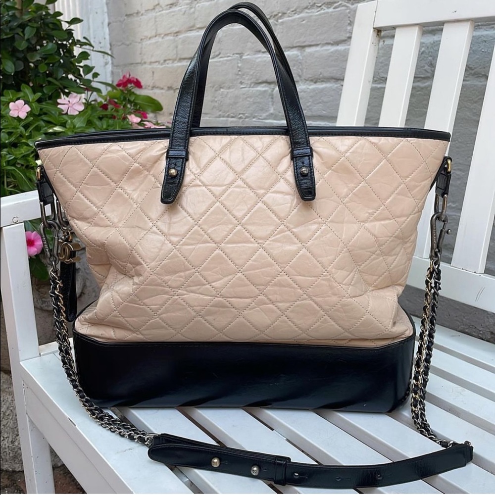 CHANEL Gabrielle Tote Beige Black